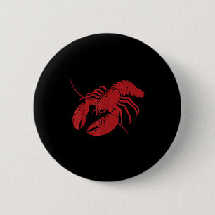 Crayfish Lobster Red Silhouette Crawfish Men Women 6 Cm Round Badge