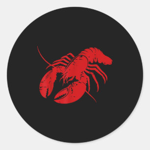 Crayfish Lobster Red Silhouette Crawfish Men Women Classic Round Sticker