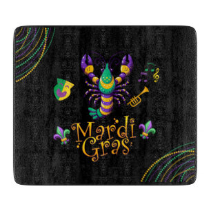 Crayfish/trumpet/mask/fleur de lis Mardi Gras  Cutting Board