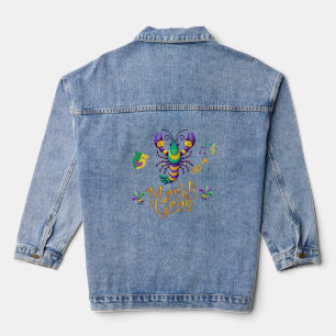 Crayfish/trumpet/mask/fleur de lis Mardi Gras  Denim Jacket