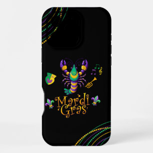 Crayfish/trumpet/mask/fleur de lis Mardi Gras iPhone 16 Pro Max Case