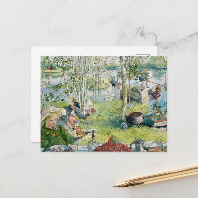 Crayfishing by Carl Larsson Postcard (Front/Back In Situ)