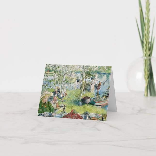 Crayfishing by Carl Larsson Thank You Card (Front)