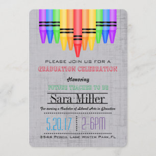 Crayola Rainbow Teacher Graduation Invitation