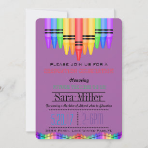 Crayola Rainbow Teacher Graduation Invitation