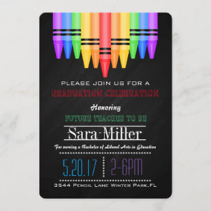 Crayola Rainbow Teacher Graduation Invitation