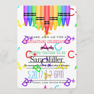 Crayola Rainbow Teacher Graduation Invitation