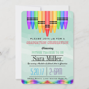 Crayola Rainbow Teacher Graduation Invitation