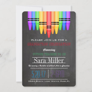 Crayola Rainbow Teacher Graduation Invitation