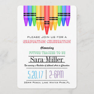 Crayola Rainbow Teacher Graduation Invitation