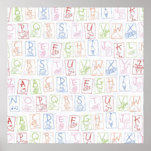 Crayon ABC Backdrop Canvas Poster