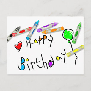 Crayon Birthday Greeting Postcard