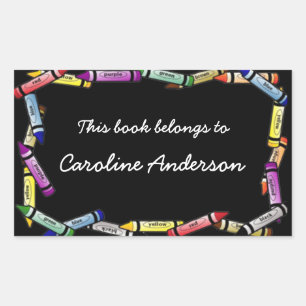 Crayon Border Bookplate Sticker