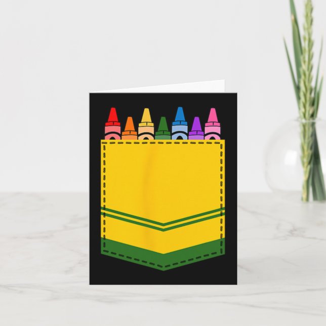 Crayon Box Pocket Teacher Gift Costume  Card (Front)