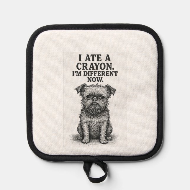 Crayon Chaos � Funny Brussels Griffon Dog Meme Des Pot Holder (Front)
