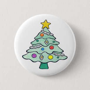 Crayon Christmas Tree 6 Cm Round Badge