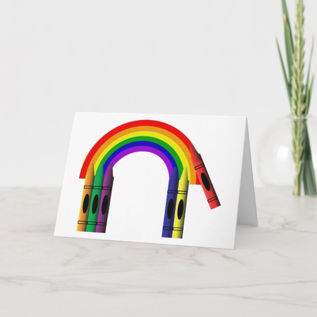 Crayon Colour a Rainbow Greeting Card (Front)