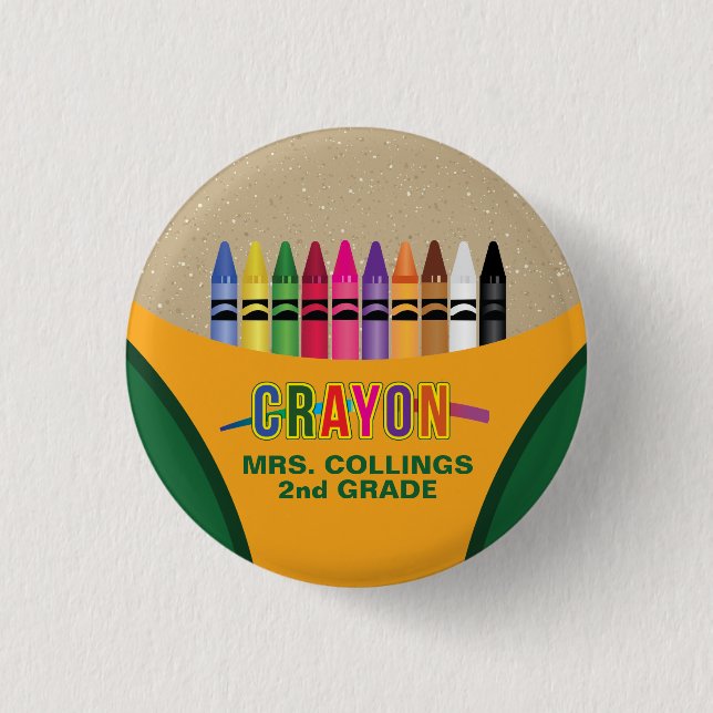 Crayon Colouring Party Pinback Button (Front)