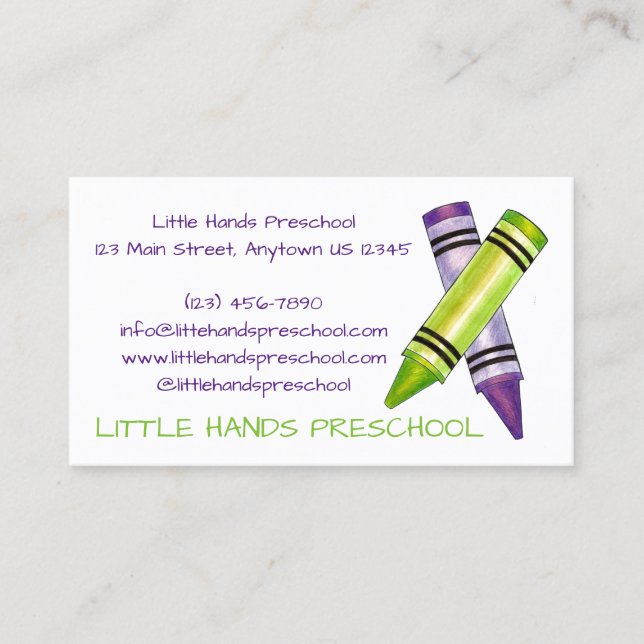 Crayon Crayons Art Teacher Arts School Preschool Business Card (Front)