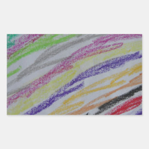 Crayon Drawing Lines Rectangular Sticker