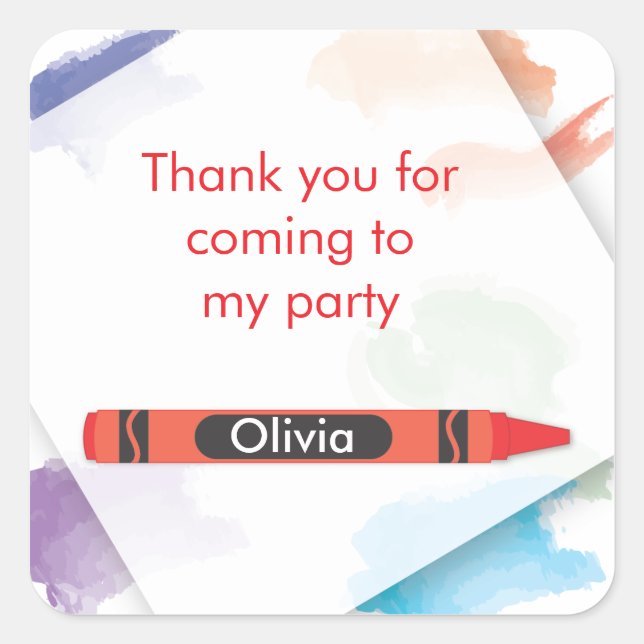 Crayon Favour Sticker  |  Red (Front)