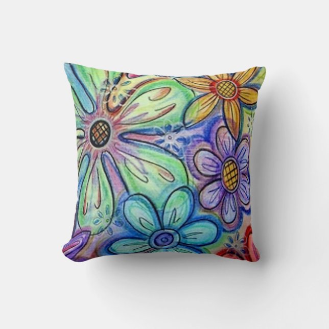 Crayon Flowers Cushion (Front)