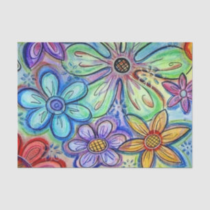 Crayon Flowers Tissue Paper