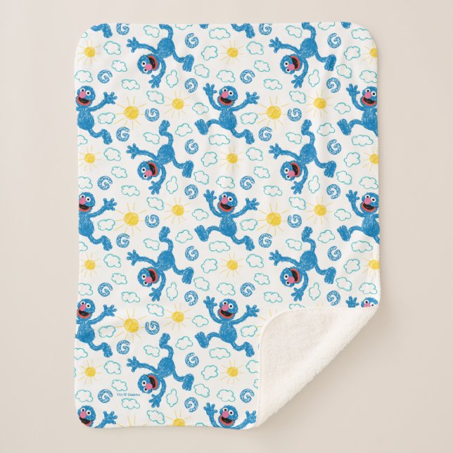 Crayon Grover Sunshine Pattern Sherpa Blanket (Front)