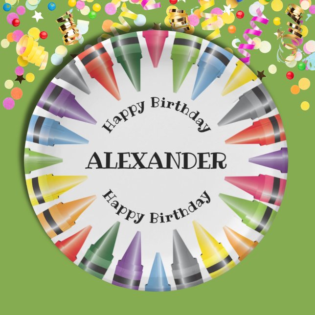 Crayon Happy Birthday Child Party Paper Plate (Creator Uploaded)