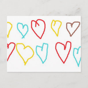 Crayon Hearts Postcard