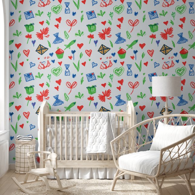 Crayon hearts wallpaper (Kids)