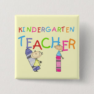 Crayon Kindergarten Teacher Tshirts and Gifts 15 Cm Square Badge