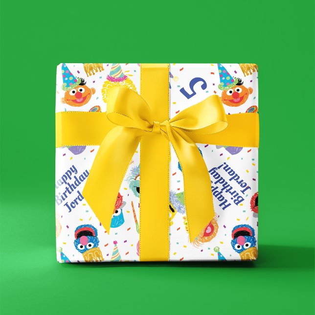 Crayon Sesame Pals Party Pattern Wrapping Paper (Wrapped gift)