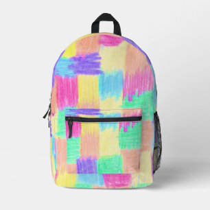 Crayon squares doodly printed backpack