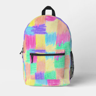 Crayon squares doodly printed backpack