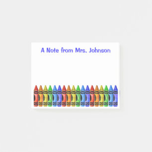 Crayon Teacher Personalised Post It Notes (White)