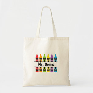 Crayon Teacher's Name Shopping Tote Bag