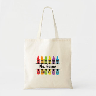 Crayon Teacher's Name Shopping Tote Bag