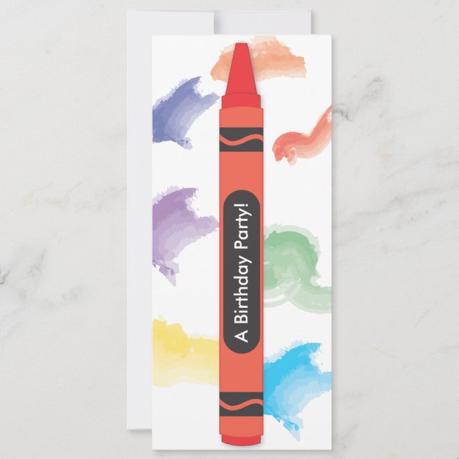 Crayon Theme Invitations  |  Red (Front)