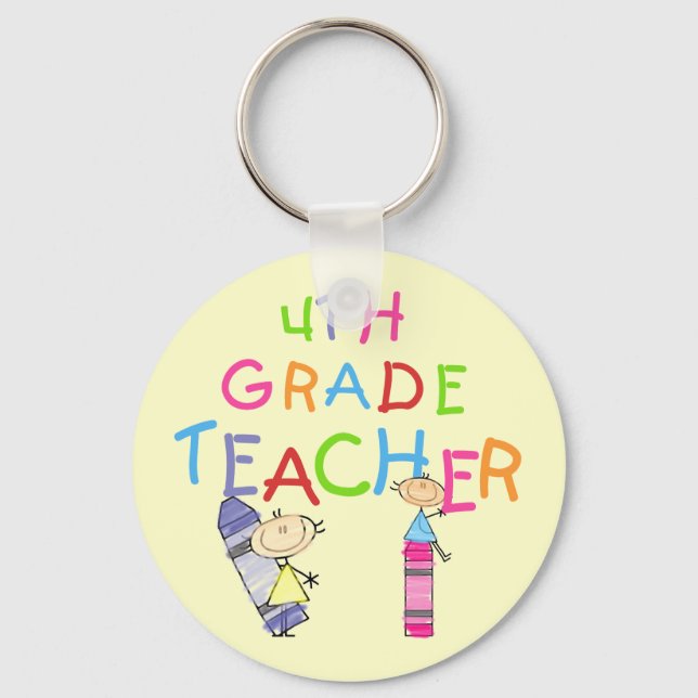 Crayons 4th Grade Teacher T-shirts and Gifts Key Ring (Front)