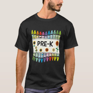 Crayons And Flower Teaching  Pre K T-Shirt