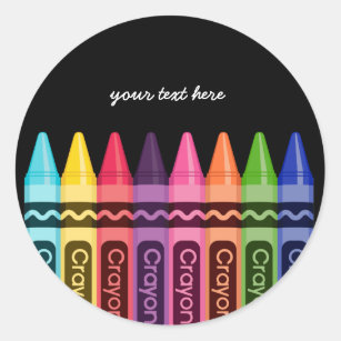 Crayons * choose your background colour classic round sticker