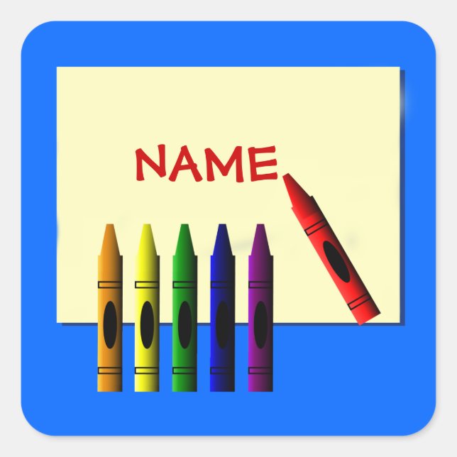 Crayons Colour My Name Blue Sticker (Front)