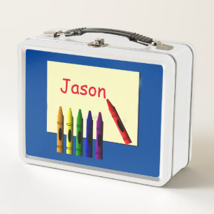 Crayons Colour My Name Metal Lunch Box