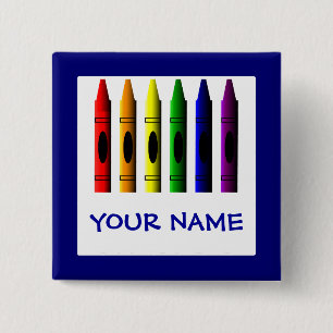 Crayons Cute Blue Name Crayon Button Template