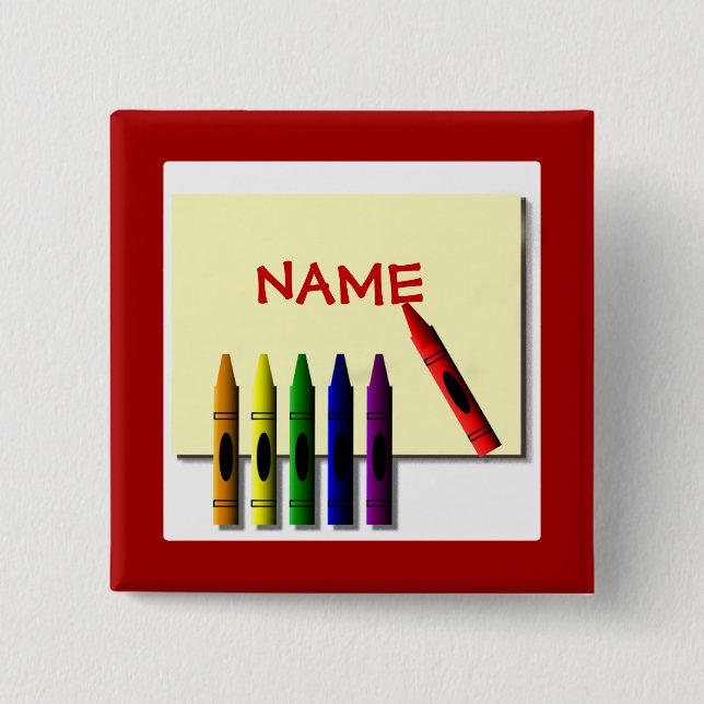 Crayons Cute Colour my Name Button (Front)
