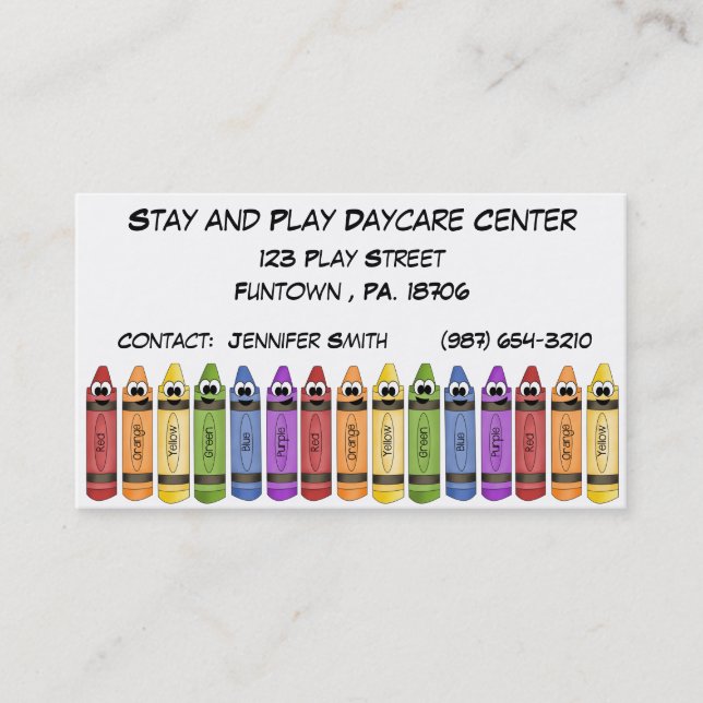 Crayons Daycare Centre Business Card (Front)