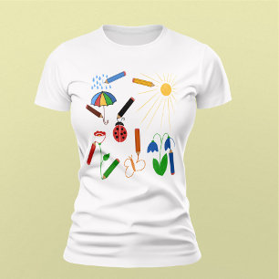 Crayons Drawing a Colourful World T-Shirt