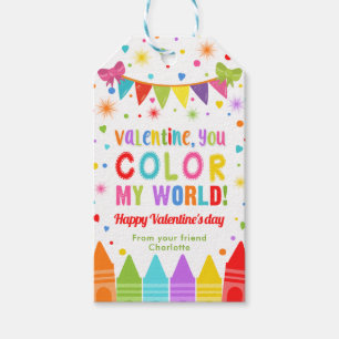 Crayons gift tag, Valentine's day tag