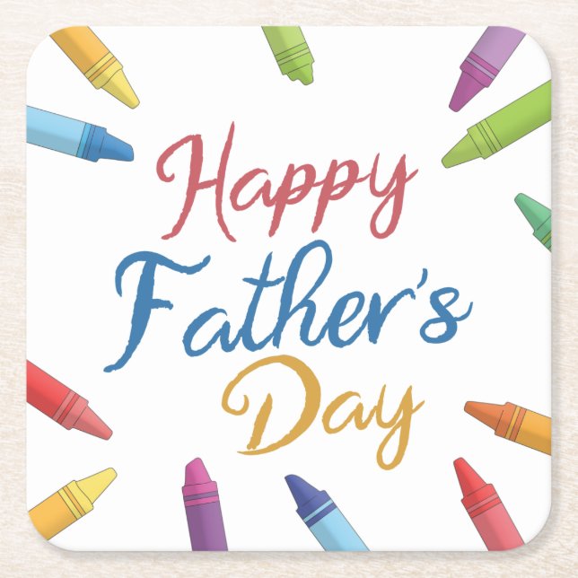 Crayons Happy Father's Day Typography | Coaster (Front)